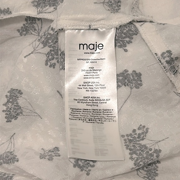 Maje Roseline Floral Print Jacquard Puff Sleeve Gold Button Mini Dress Size 38 6 - Picture 14 of 15